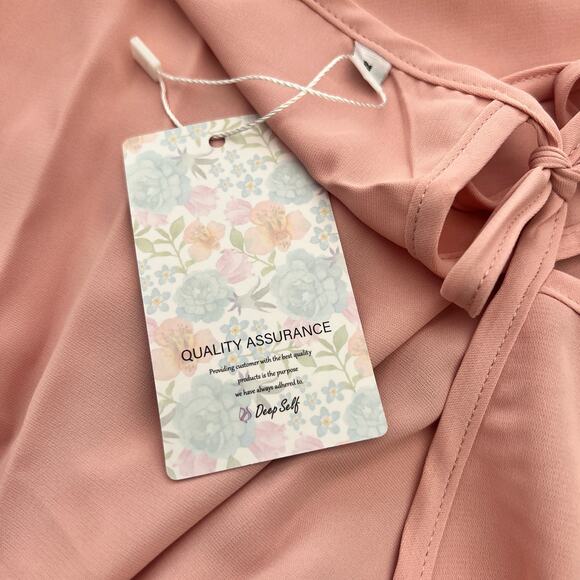 DEEPSELF Women Summer V Neck Cold Shoulder Short Sleeve Maxi Dress High Waist S - Picture 7 of 10